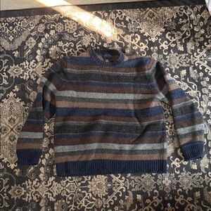 Men's Striped Sweater - Blue, Gray, and Brown